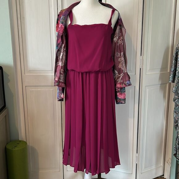 Vintage Nah Nah Floral Blazer and Magenta Dress Suit Set 2-piece Size 8 - Picture 4 of 11